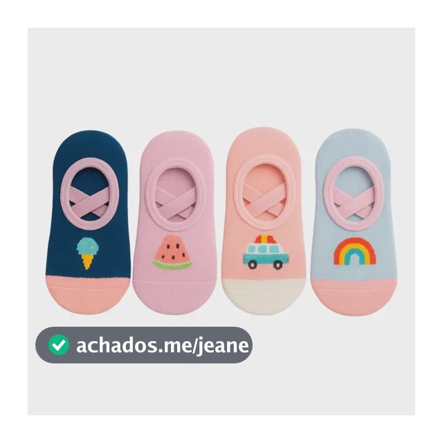 Kit 4 Pares Meia Sapatilha Infantil Antiderrapante Oferta Nf