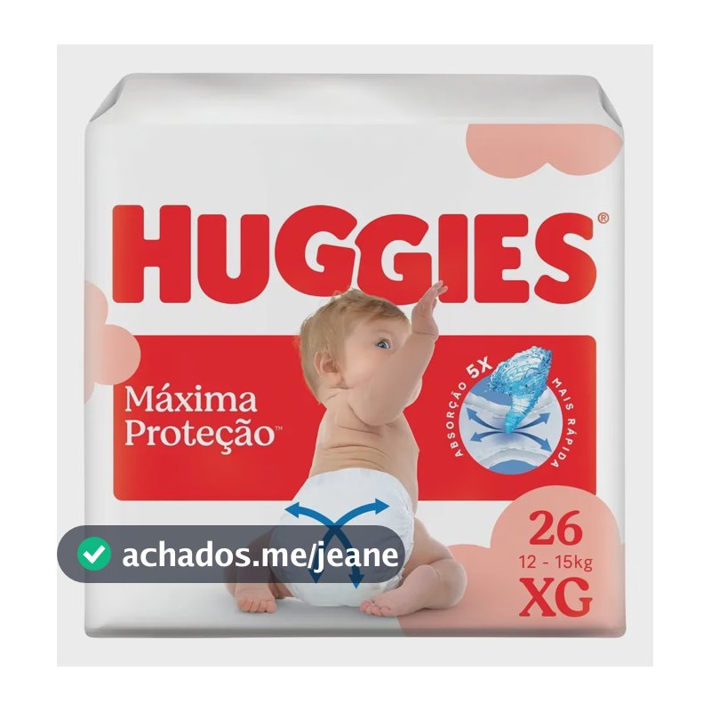 Huggies Fralda Descartável Máxima Proteção XG - 26 Un