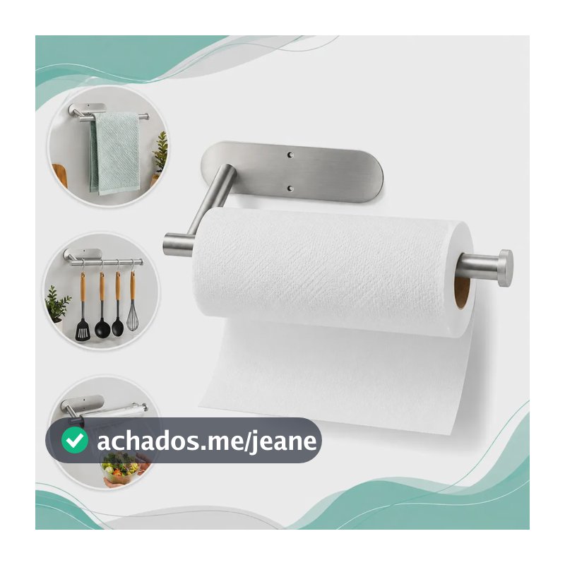 Suporte Papel Toalha Inox Porta Rolo Cozinha Multiuso Parede Boa Dica
