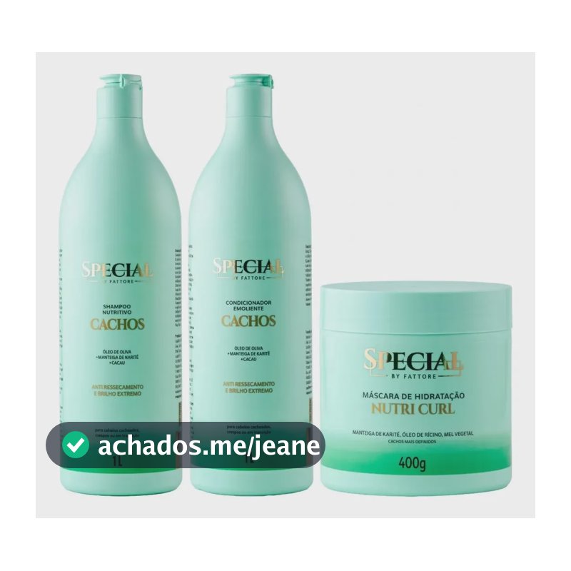 Kit Shampoo E Condicionador 1l + Máscara 400g Cachos Fattore