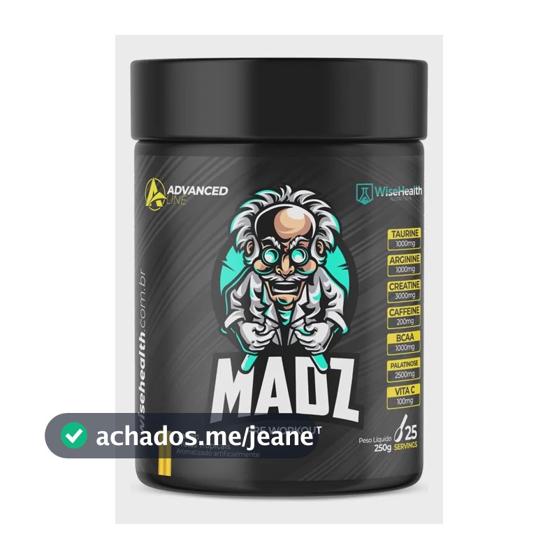 Pré Treino Madz 250g - Fórmula Exclusiva - Wisehealth Sabor Frutas tropicais