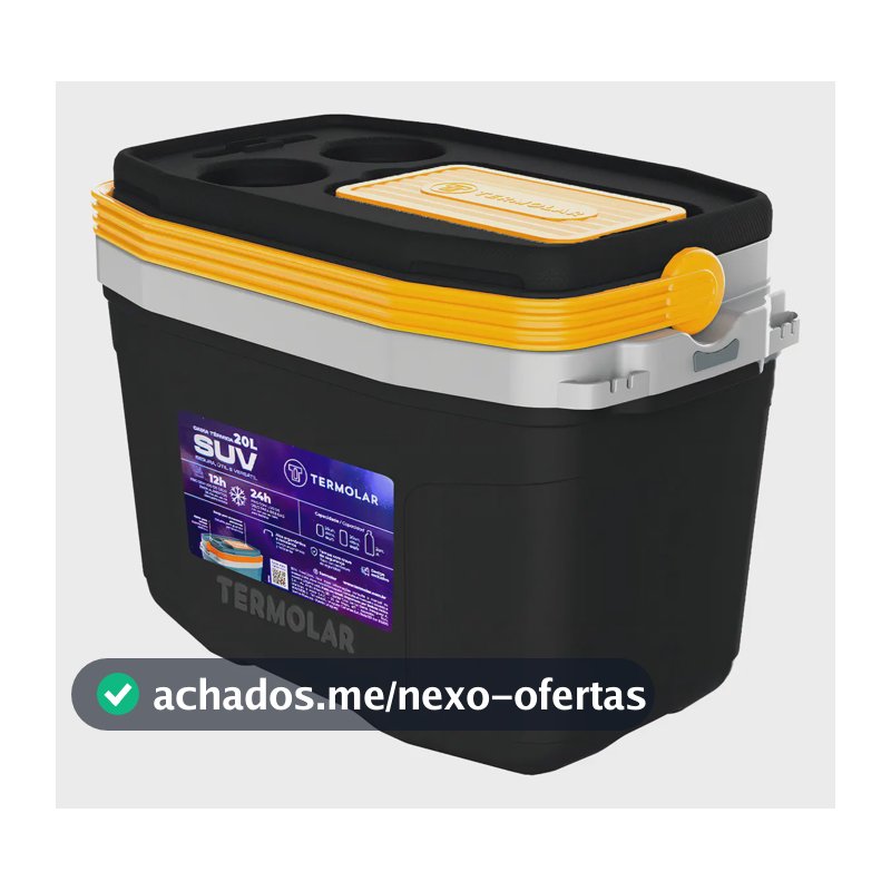 Caixa Termica Suv Cooler Com Alça 20 Litros Praia Pesca Camping Cor Preto E Amarelo Termolar
