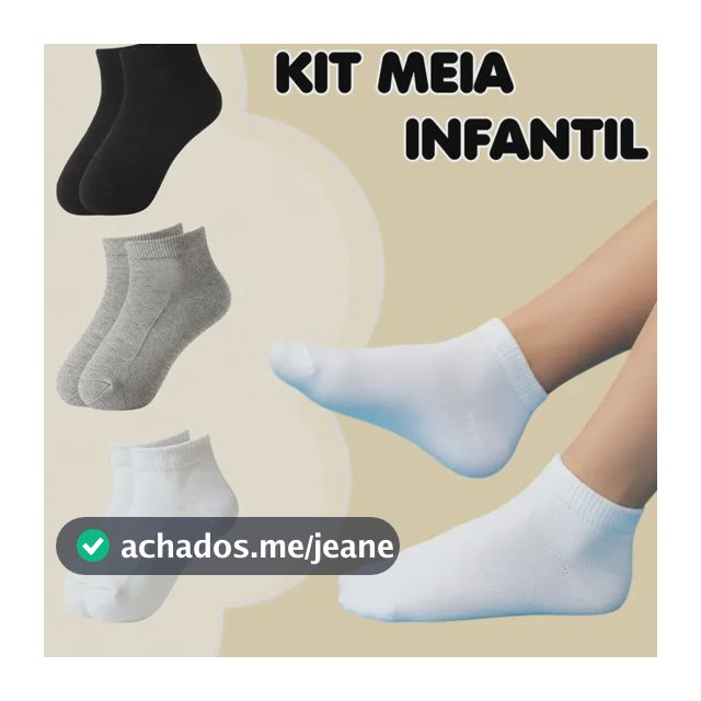Kit 12 Pares De Meia Infantil Cano Baixo Algodão Escolar
