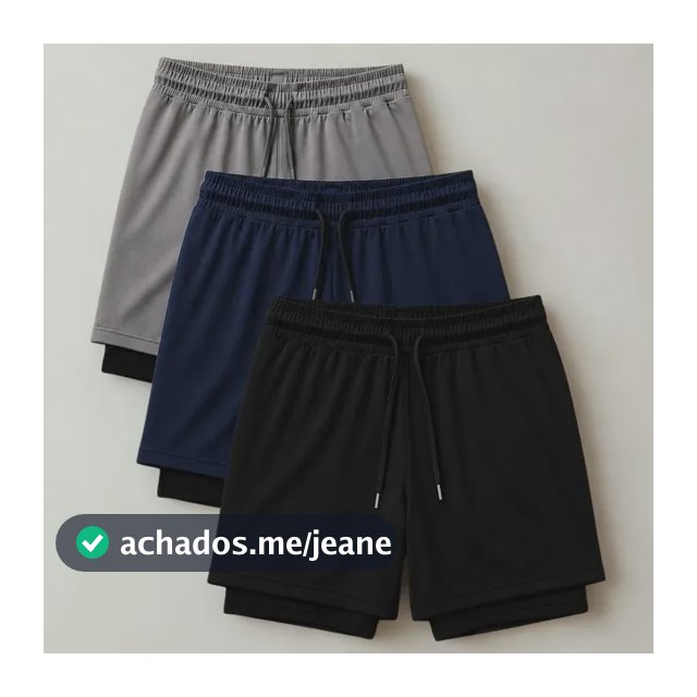 Kit 3 Shorts 2 Em 1 Duplo Academia Treino Corrida Bermuda