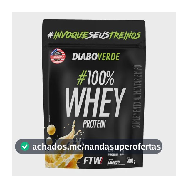 100% Whey Protein 900g Sabor Baunilha Diabo Verde - Ftw
