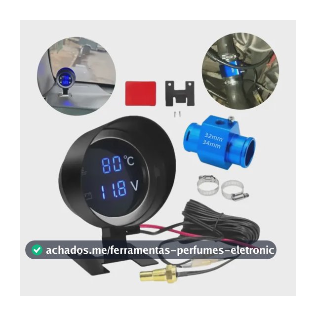 Marcador De Temperatura Automotivo + Voltímetro + Adaptador