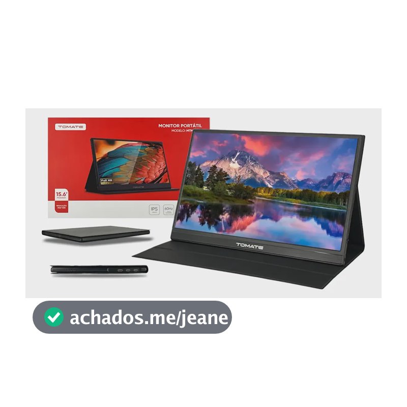 Monitor Portátil Full Hd 15.6 Notebook, Celular, Games C/ Cor Preto