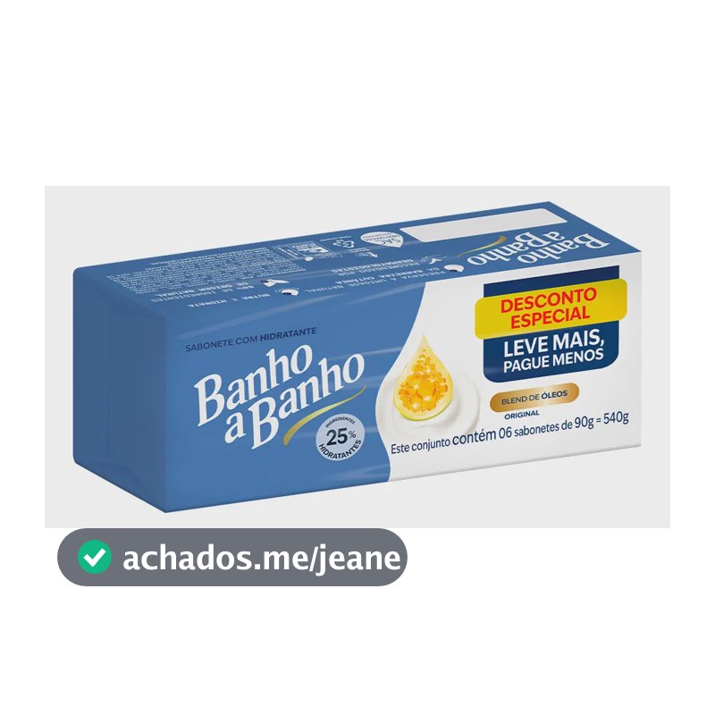 Sabão em barra Banho a Banho Sabonete de 540 g 6 u pacote x 6