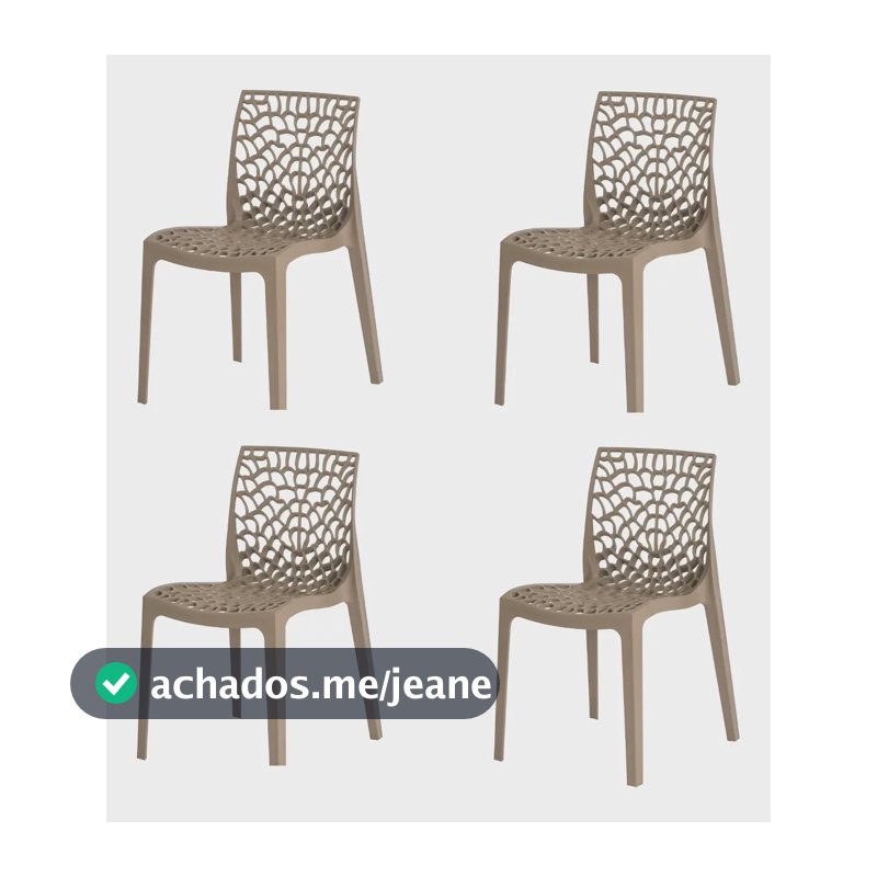 Kit 4 Cadeiras Gruvyer Design Cozinha Sala Estar/jantar Nude