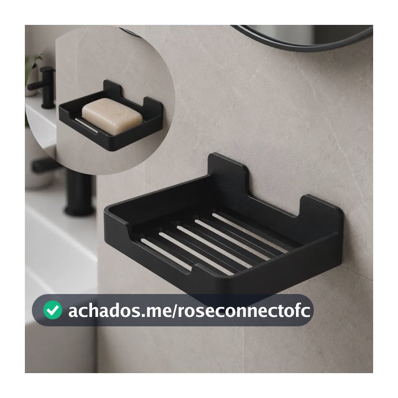 Kit 2 Saboneteiras De Parede Sem Furo Autoadesiva Premium Preto