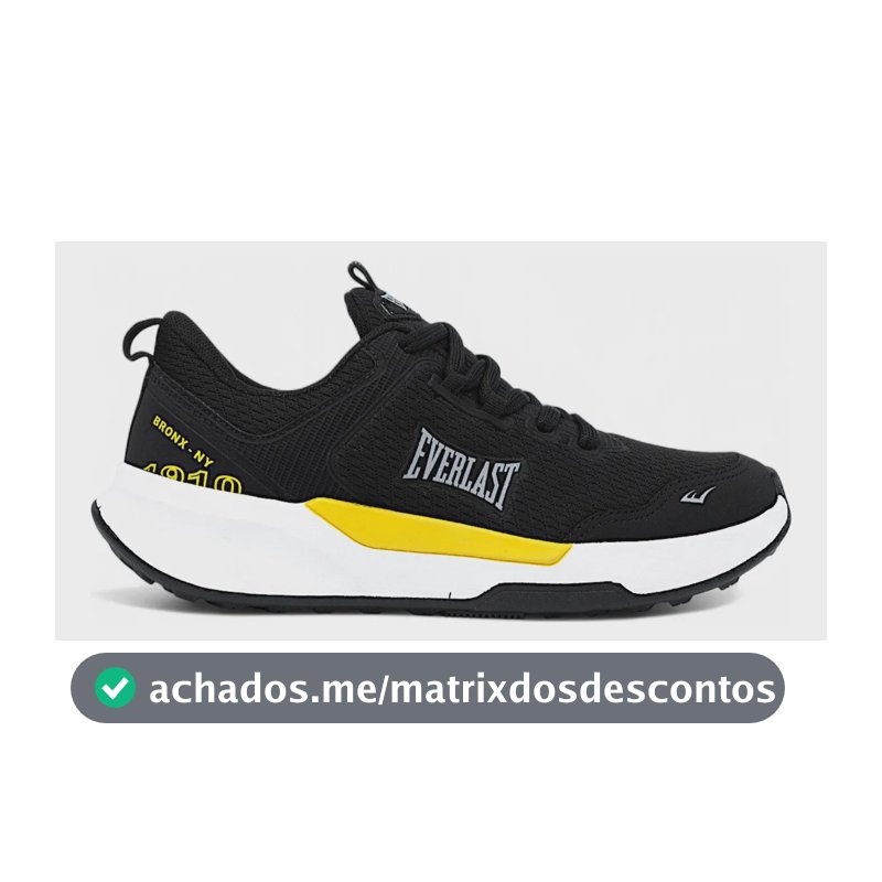 Tênis Everlast Solo Masculino Academia Crossfit Corrida Gym Preto E Amarelo Lisa 42 Br