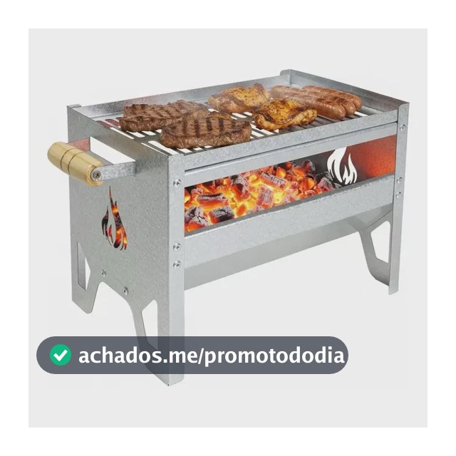 Churrasqueira Portátil Camping Praia Compacta Galvanizada Prateado