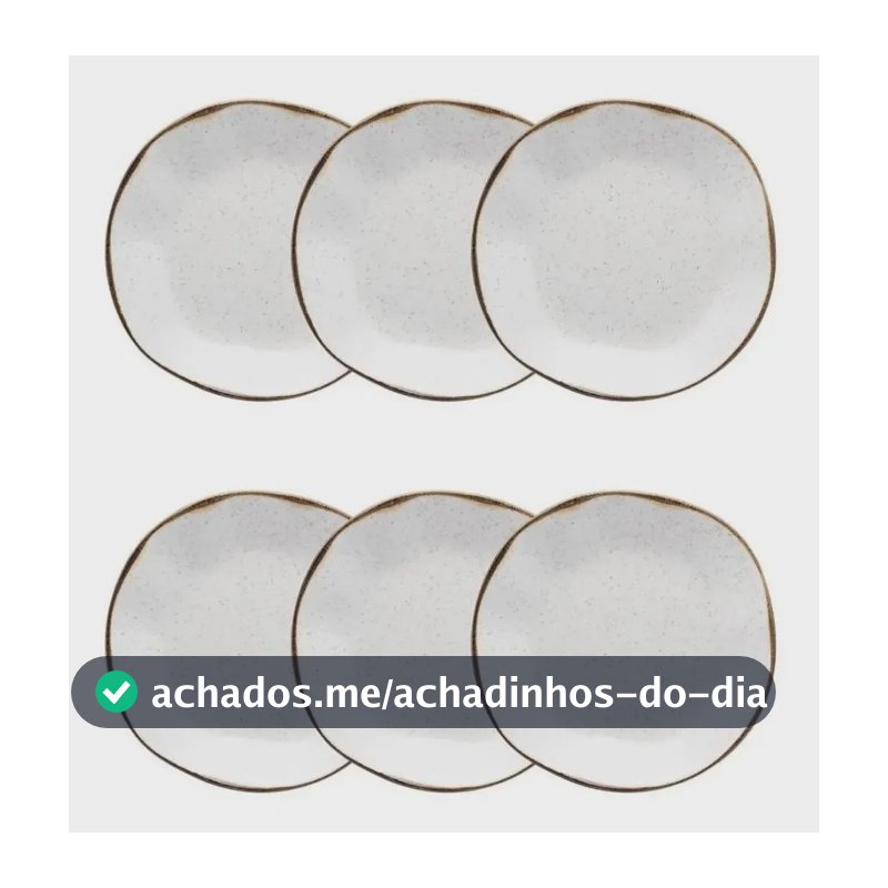 Conjunto 6 Pratos Fundos Oxford Ryo Maresia 22,5cm - Porcelana