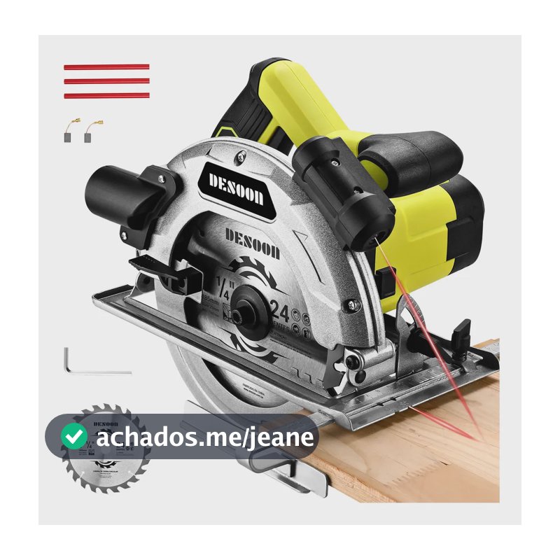 Serra Circular Profissional 1800w Motor Cobre Puro 185mm Base De Aço Com Laser E Disco 24 Dentes Corte Desoon