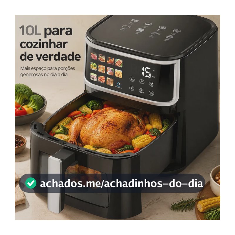 Fritadeira Elétrica PATBRELA 10L, 1700W, Tela Touch e Janela Transparente