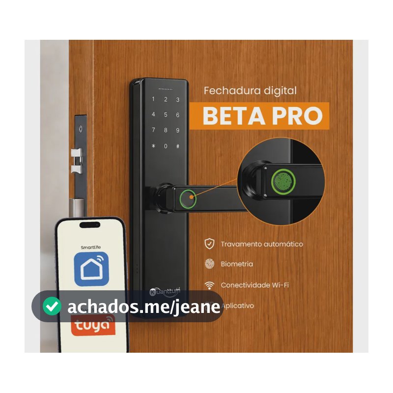 Fechadura Digital Beta Pro Wi-fi Para Porta Com Biometria E App Tuya Preto