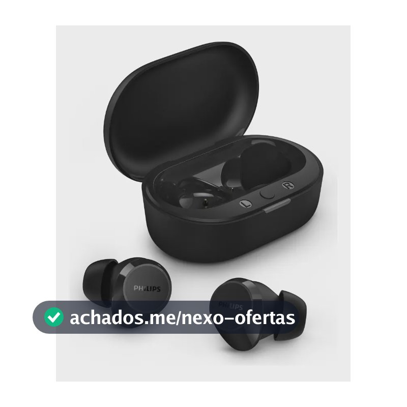 Fone De Ouvido Sem Fio TWS TAT1209BK Bluetooth 18h Philips Resistente a Água IPX4