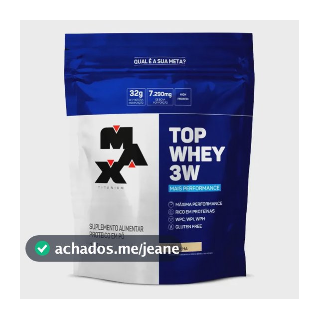 Max Titanium Top Whey 3w Mais Performance 1,8kg Whey Concentrado Sabor Baunilha