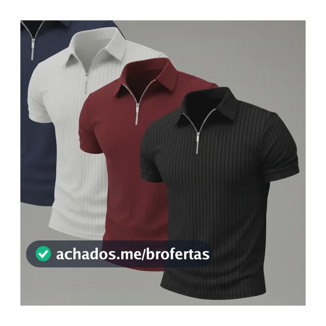 Kit 4 Camisa Polo Com Ziper Manga Curta Canelada Camiseta