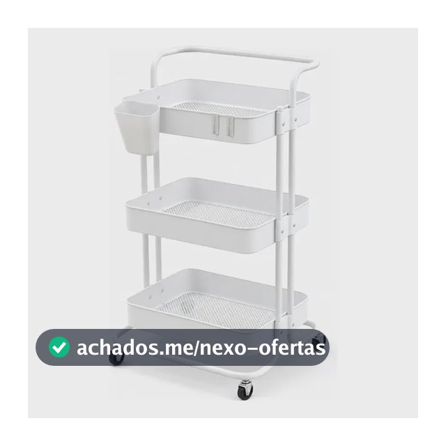 Organizador Multiuso 3 Prateleiras Metal Rodízios Cozinha Branco