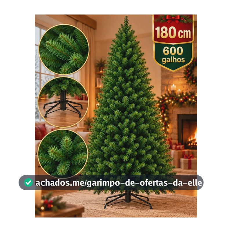 Árvore De Natal Pinheiro Luxo Artificial 180cm 600 Galhos Verde Pinheiro Base De Ferro Decorativa Realista Carinho Na Barriga
