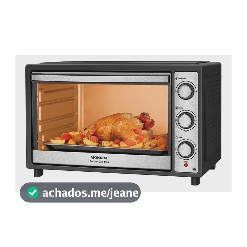 Forno Elétrico De Bancada Mondial Preto E Inox 52l Preto 220v Preto E Inox