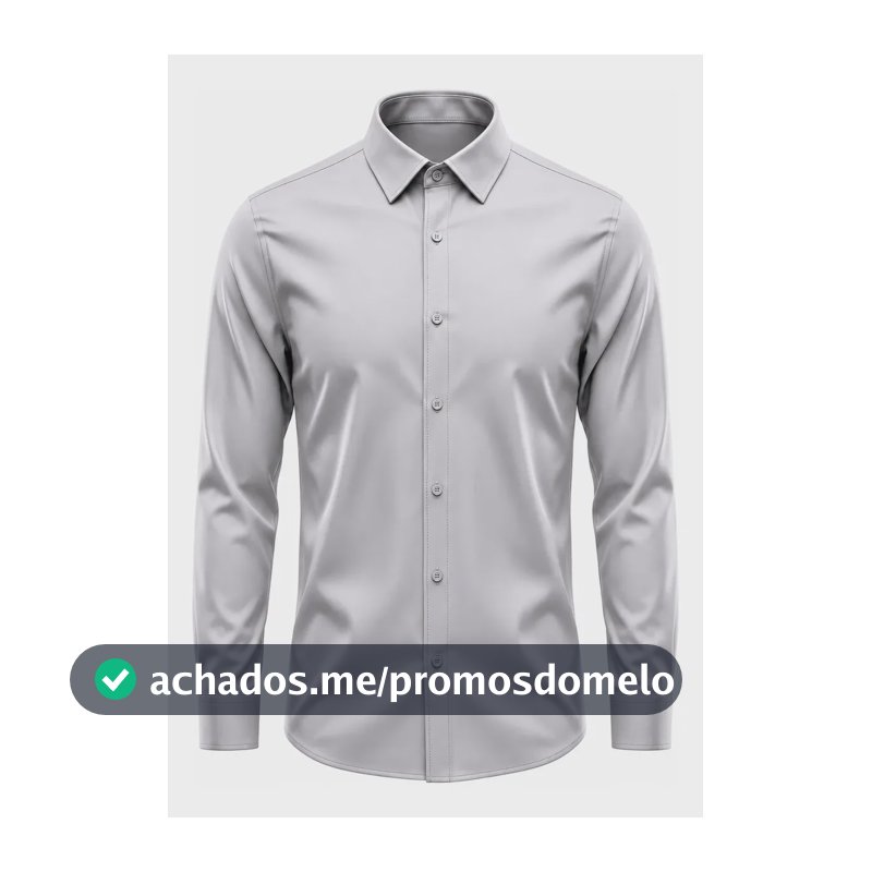 Camisa Social Masculina Slim Fit Premium Passa Facil Cinza-claro Liso M