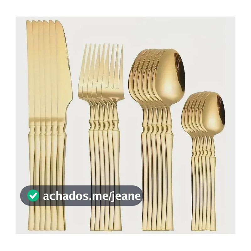 Kit 24 Peças Jogo De Talheres Dourados Aço Inoxidável 416 Dourado_02