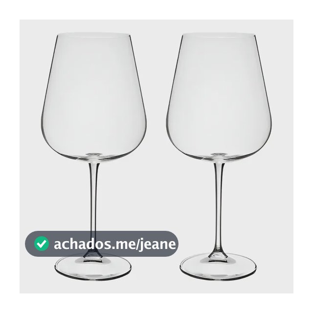 Taça de Cristal Bohemia Para Vinho 670ml Kit 2 Peças Ardea