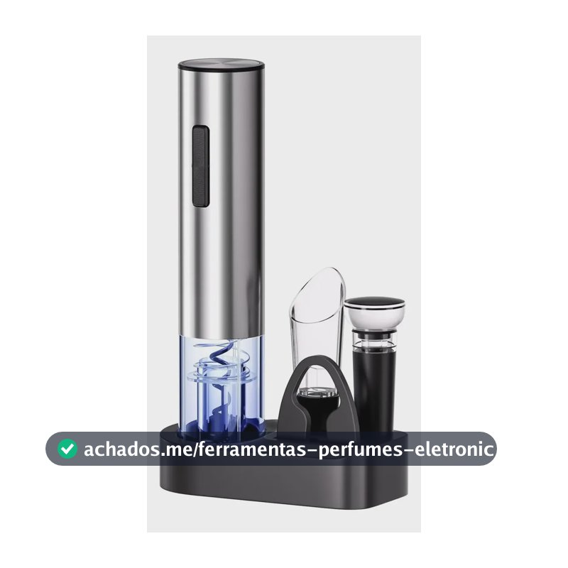 Kit Abridor De Vinho Elétrico Inox Recarregavel Usb Prateado