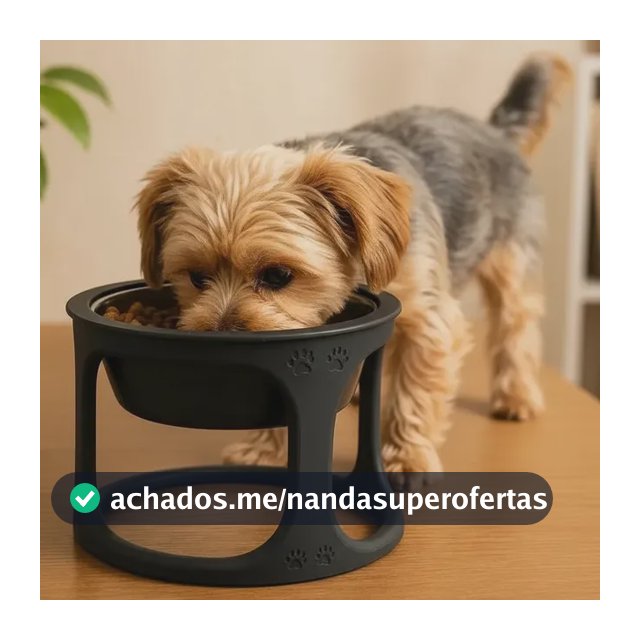 Comedouro Elevado Pet Inox Cachorro Gato Bebedouro Tigela 1.2v Preto
