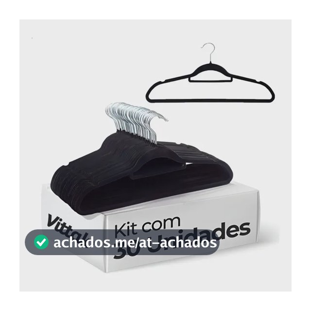 Vittak Kit 30 Cabides Veludo De Roupa Antideslizante Slim Adulto Cor Preto