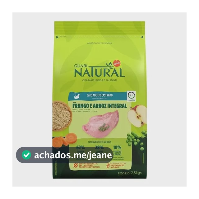 Ração Guabi Natural Gatos Castrados Frango E Arroz 7,5kg