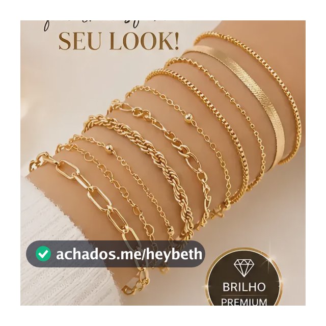 Kit 10 Pulseiras Femininas Luxo Banhadas Ouro 18k Premium Dourado 20 Cm