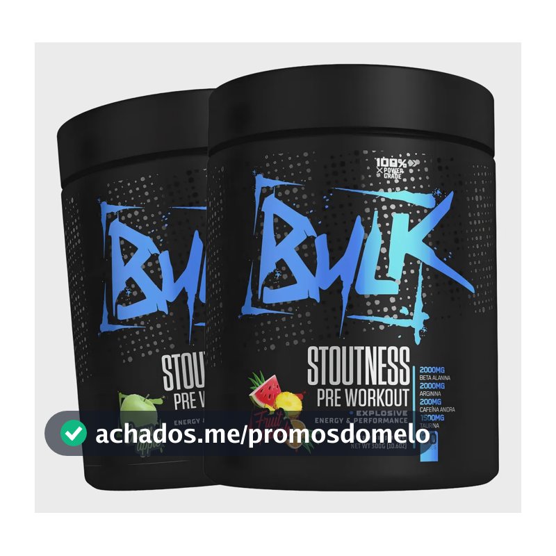 Kit 2x Pré Treino Bulk Nutrition Stoutness 300g Maçã E Frutas