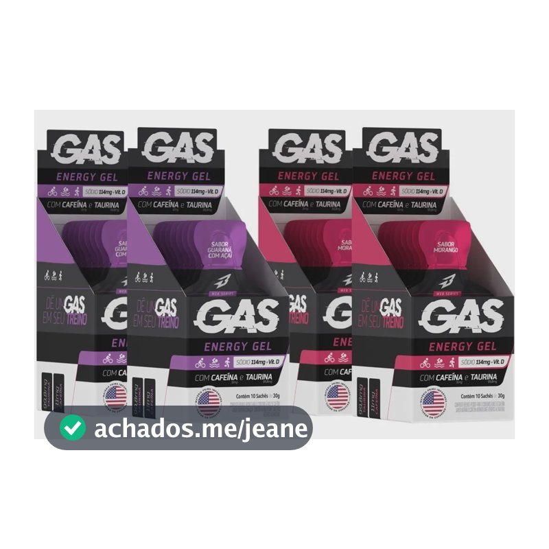 Kit 4x Caixas Gas Gel Energético 40 Sachês Bodyaction Sabor Morango/guarana Com Açai
