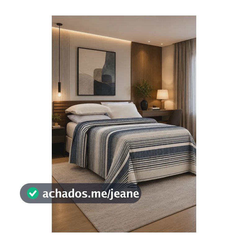 Colcha Casal Cobre Leito 2mx2,20m Homelartex Listras Piquet Algodão Listrada Marinho