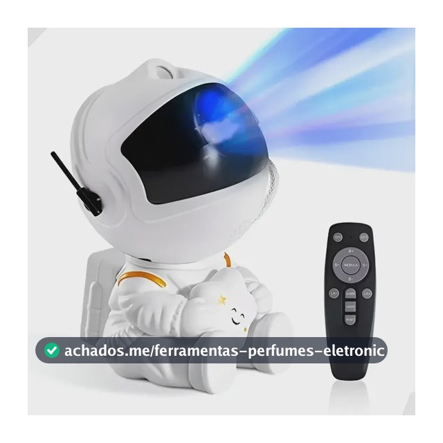 Luminária Projetor Luz Noturna Galáxia Nebulosa Astronauta Branco Astronauta Estrelas Branco 127/220v