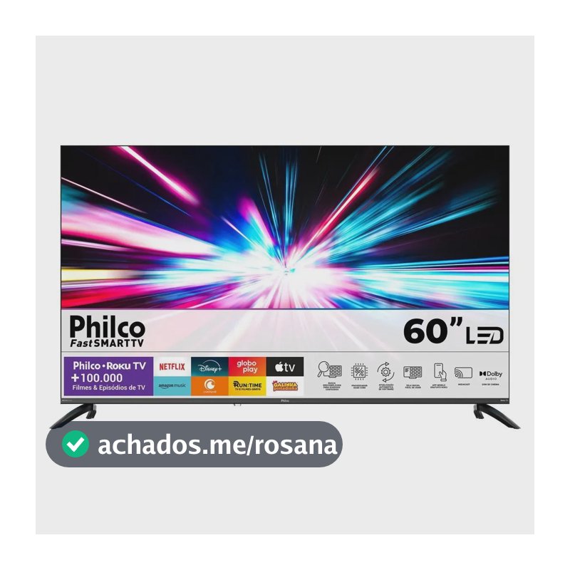 Smart TV Philco 60" P60VIK 4K UHD LED Roku Dolby Audio Wi-Fi HDR10
