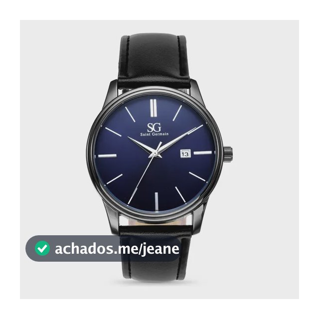Relógio Masculino Couro Azul Caixa Prata Saint Germain 42mm Preto Azul-marinho