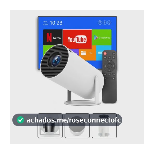 Mini Projetor Davely HY300 4K Android com Wi-Fi e Bluetooth Portátil Cinema Em Casa Imagem Nítida Controle Remoto Tela Grande Para Filmes Jogos Aulas Apresentações Alto Falante