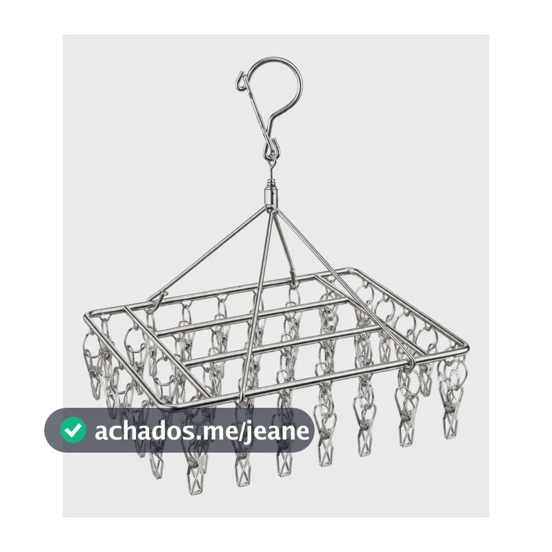 Varal Suspenso Aço Inox 40 Prendedores Roupa Íntima Calcinha Prateado