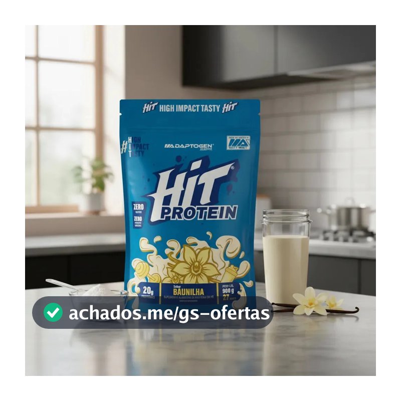 Suplemento Hit Protein Adaptogen Science sachê 900g Whey Protein Zero Gluten Zero açucar Sabor Baunilha