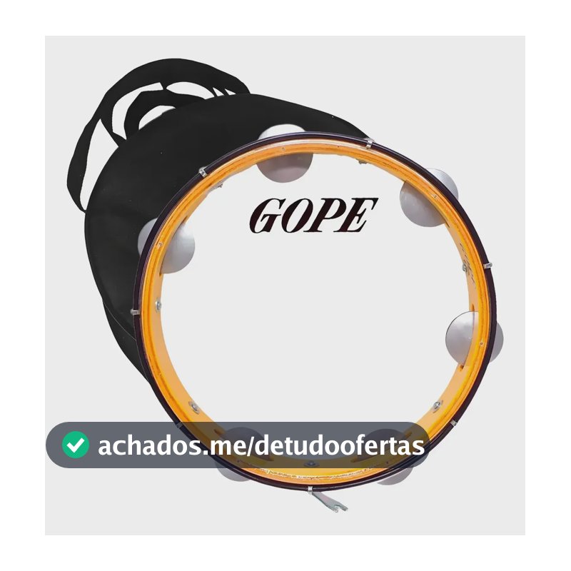 Pandeiro Gope Profissional Leve 12 Pol. Pele Cristal Capa Preto