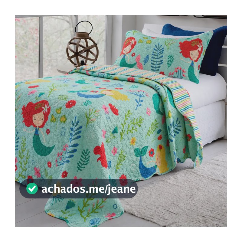 Kit Cobre Leito Jogo De Cama Solteiro Infantil Menino Menina Sereia