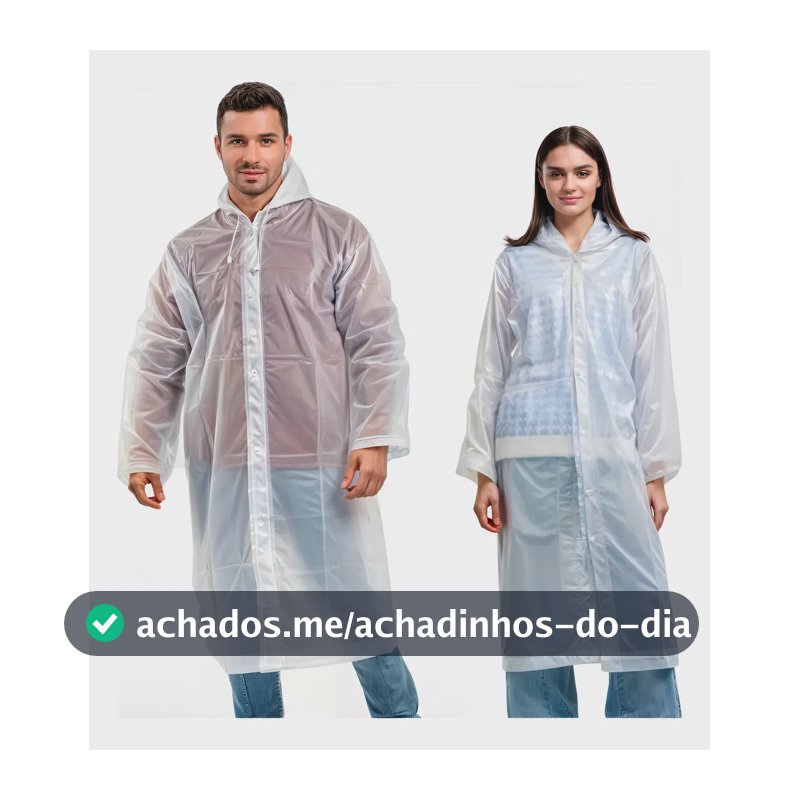 Kit 3 Capa De Chuva Reforçada Pvc Transparente Resistente Transparente Único