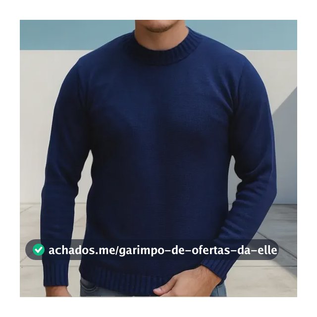 Blusa Tricô Masculina Lã Suéter Gola Careca Cardigan Inverno