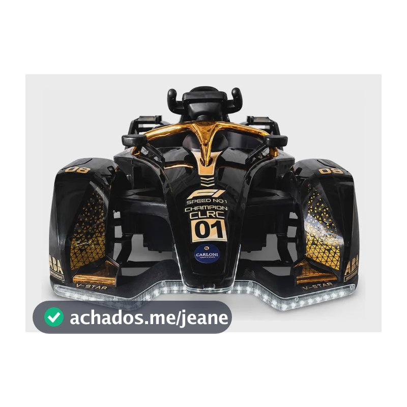 Carro Elétrico Infantil F1 12 Volts 2 Motores Recarregável Preto