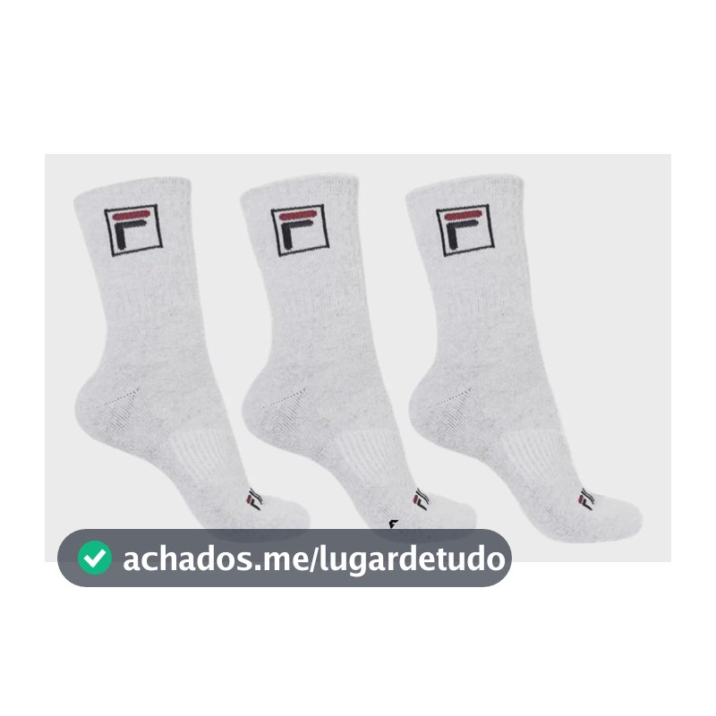 Kit Tripack Meia Fila Cano Alto Fbox Masculina Branca Meias Brancas Logo 39-43