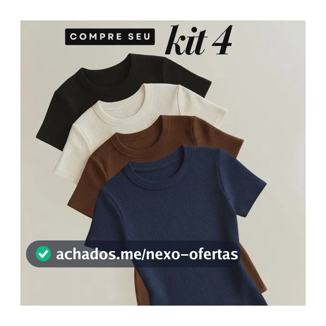 Kit 4 Blusas Feminina Ribana Canelado Estilosa Básica Casual Preto, Branco, Marrom E Azul Marinho Liso Gg/exg (44/48)